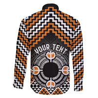 Personalised Aotearoa Niho Taniwha Motif Family Matching Long Sleeve Bodycon Dress and Hawaiian Shirt Gold Style