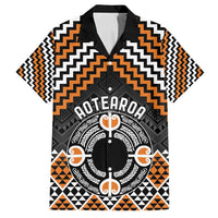 Personalised Aotearoa Niho Taniwha Motif Family Matching Puletasi and Hawaiian Shirt Gold Style