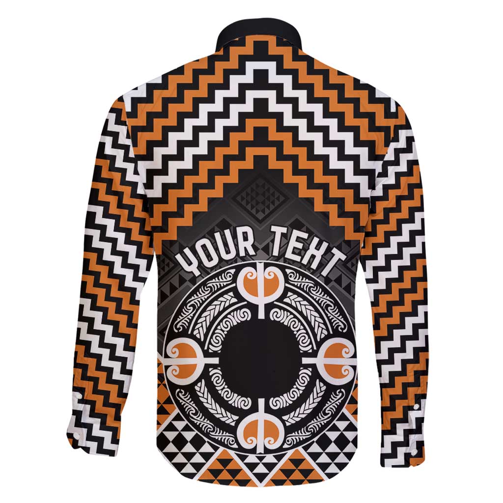 Personalised Aotearoa Niho Taniwha Motif Family Matching Puletasi and Hawaiian Shirt Gold Style