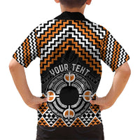 Personalised Aotearoa Niho Taniwha Motif Kid Hawaiian Shirt Gold Style