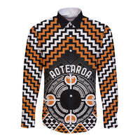 Personalised Aotearoa Niho Taniwha Motif Long Sleeve Button Shirt Gold Style
