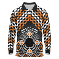 Personalised Aotearoa Niho Taniwha Motif Long Sleeve Polo Shirt Gold Style