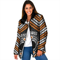 Personalised Aotearoa Niho Taniwha Motif Padded Jacket Gold Style - Polynesian Pride