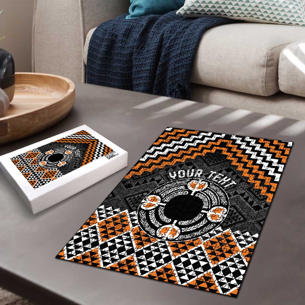 Personalised Aotearoa Niho Taniwha Motif Puzzle Gold Style - Polynesian Pride