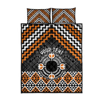 Personalised Aotearoa Niho Taniwha Motif Quilt Bed Set Gold Style