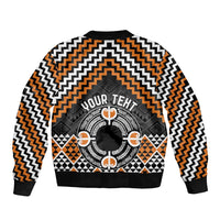 Personalised Aotearoa Niho Taniwha Motif Sleeve Zip Bomber Jacket Gold Style