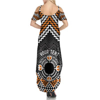Personalised Aotearoa Niho Taniwha Motif Summer Maxi Dress Gold Style