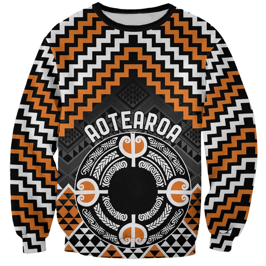 Personalised Aotearoa Niho Taniwha Motif Sweatshirt Gold Style LT9 Unisex Gold - Polynesian Pride