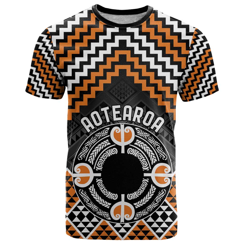 Personalised Aotearoa Niho Taniwha Motif T Shirt Gold Style LT9 Gold - Polynesian Pride