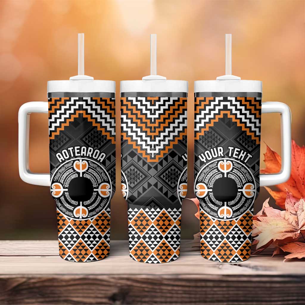 Personalised Aotearoa Niho Taniwha Motif Tumbler With Handle Gold Style