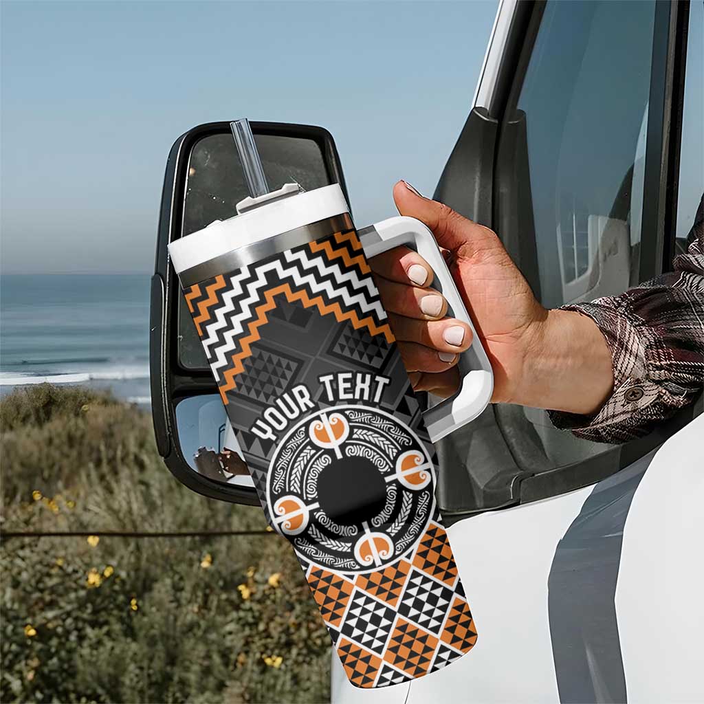 Personalised Aotearoa Niho Taniwha Motif Tumbler With Handle Gold Style