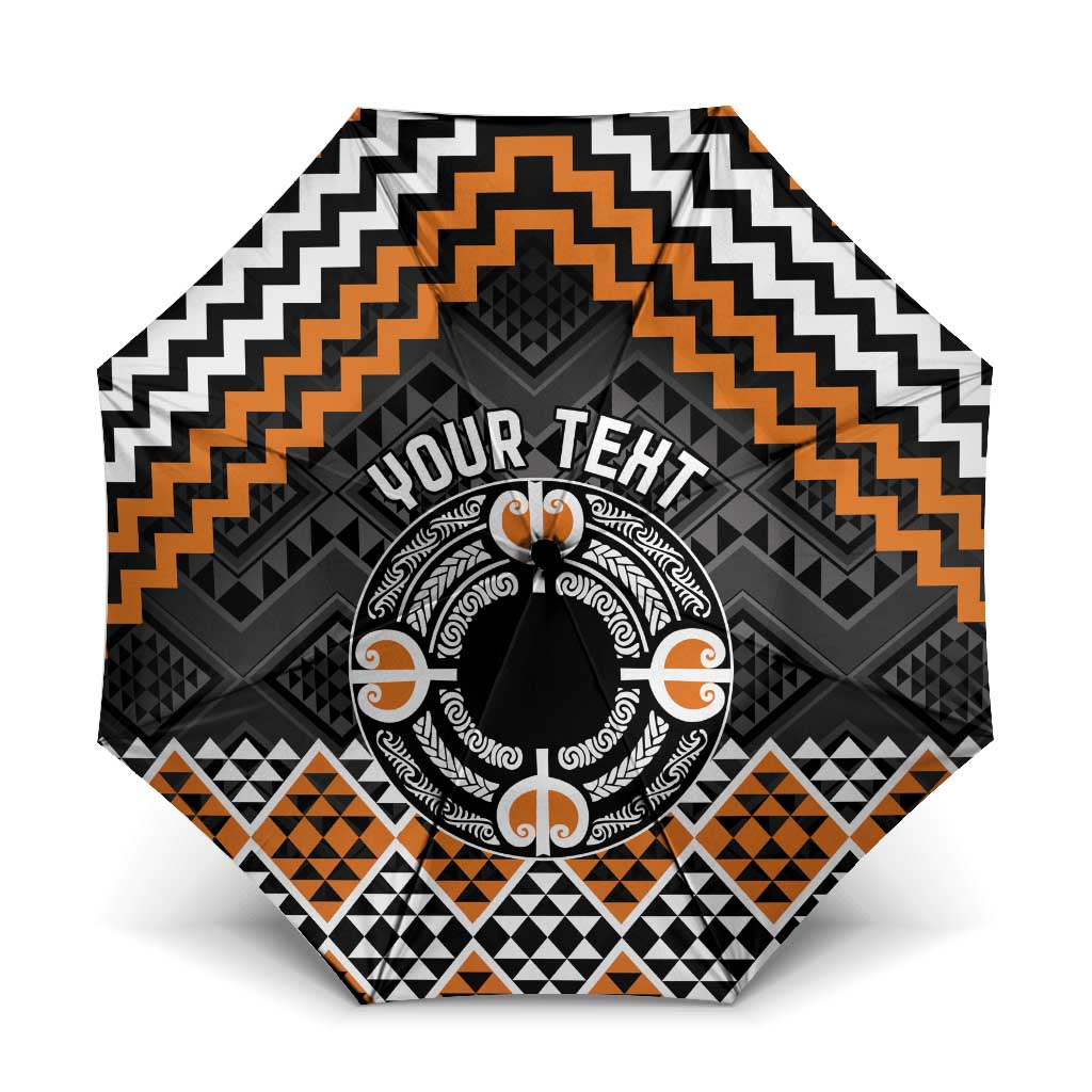 Personalised Aotearoa Niho Taniwha Motif Umbrella Gold Style - Polynesian Pride