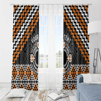 Personalised Aotearoa Niho Taniwha Motif Window Curtain Gold Style