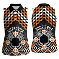 Personalised Aotearoa Niho Taniwha Motif Women Sleeveless Polo Shirt Gold Style