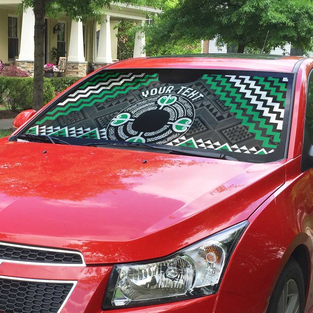 Personalised Aotearoa Niho Taniwha Motif Auto Sun Shade Green Style - Polynesian Pride