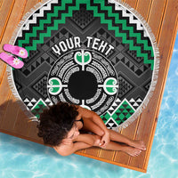 Personalised Aotearoa Niho Taniwha Motif Beach Blanket Green Style