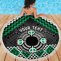 Personalised Aotearoa Niho Taniwha Motif Beach Blanket Green Style