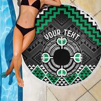 Personalised Aotearoa Niho Taniwha Motif Beach Blanket Green Style