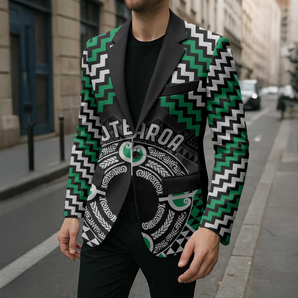 Personalised Aotearoa Niho Taniwha Motif Blazer Green Style - Polynesian Pride
