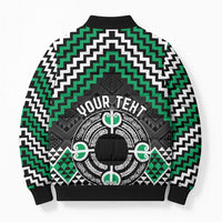 Personalised Aotearoa Niho Taniwha Motif Bomber Puffer Jacket Green Style - Polynesian Pride