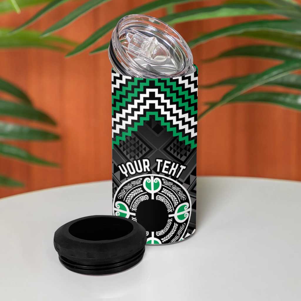 Personalised Aotearoa Niho Taniwha Motif 4 in 1 Can Cooler Tumbler Green Style