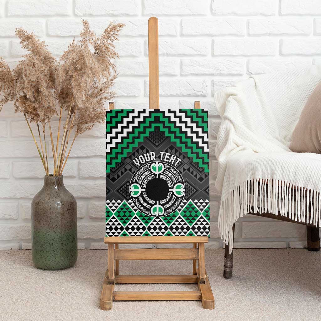 Personalised Aotearoa Niho Taniwha Motif Canvas Wall Art Green Style