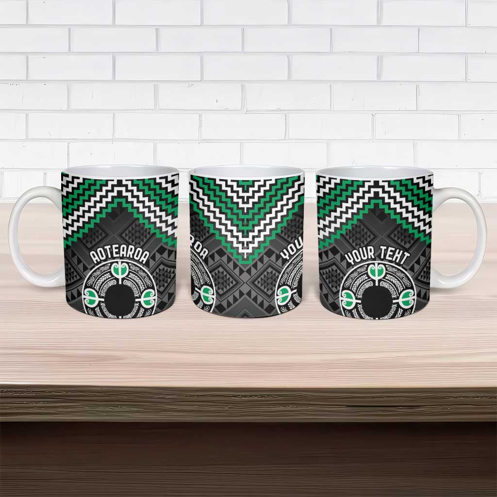 Personalised Aotearoa Niho Taniwha Motif Ceramic Mug Green Style - Polynesian Pride