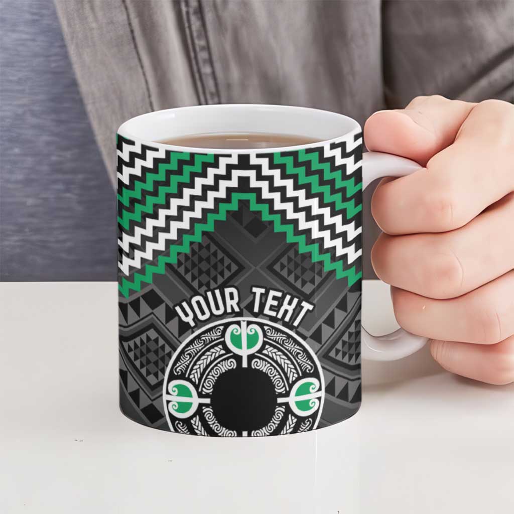 Personalised Aotearoa Niho Taniwha Motif Ceramic Mug Green Style - Polynesian Pride