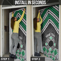 Personalised Aotearoa Niho Taniwha Motif Door Cover Green Style - Polynesian Pride