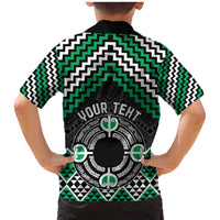 Personalised Aotearoa Niho Taniwha Motif Family Matching Mermaid Dress and Hawaiian Shirt Green Style