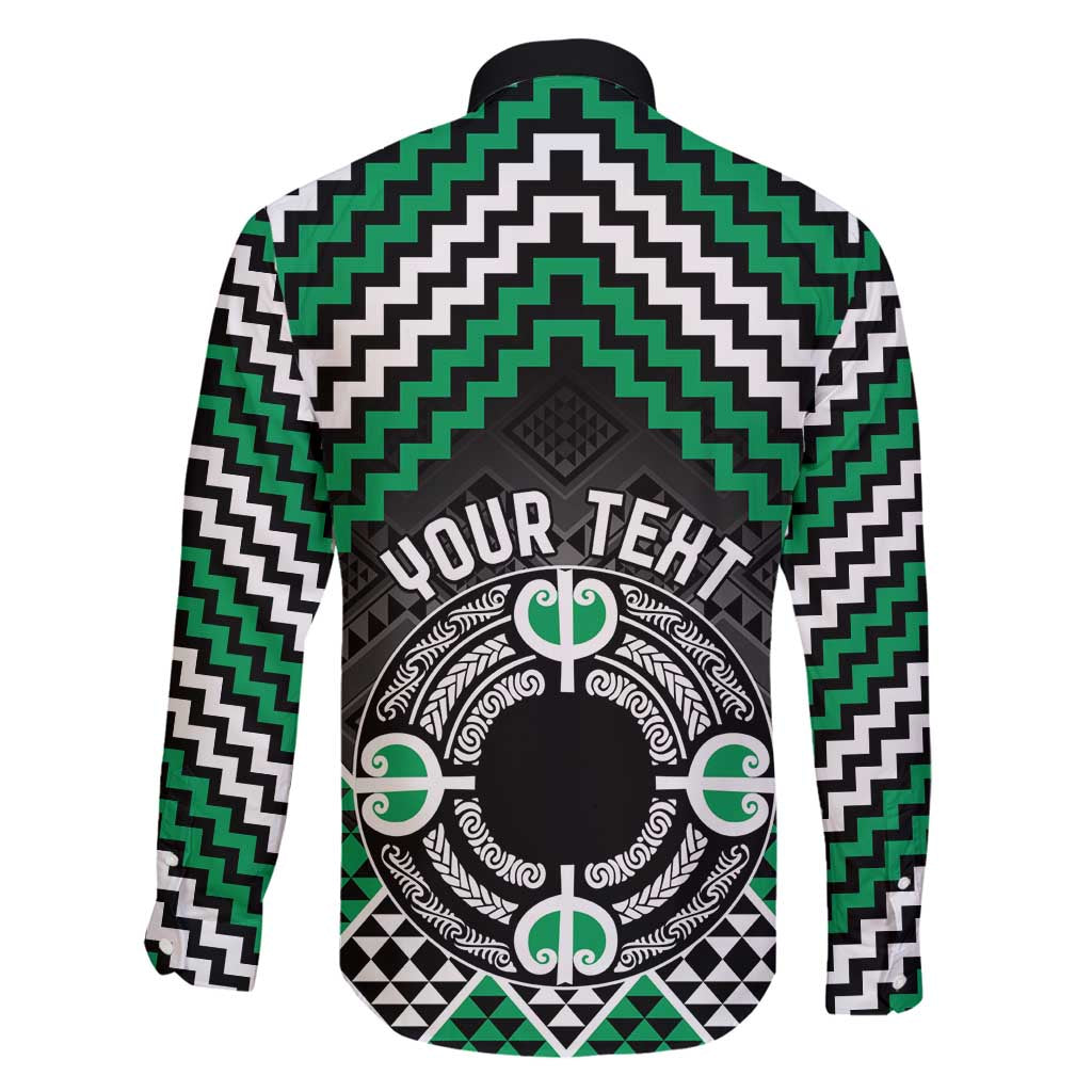 Personalised Aotearoa Niho Taniwha Motif Family Matching Summer Maxi Dress and Hawaiian Shirt Green Style