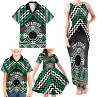 Personalised Aotearoa Niho Taniwha Motif Family Matching Tank Maxi Dress and Hawaiian Shirt Green Style