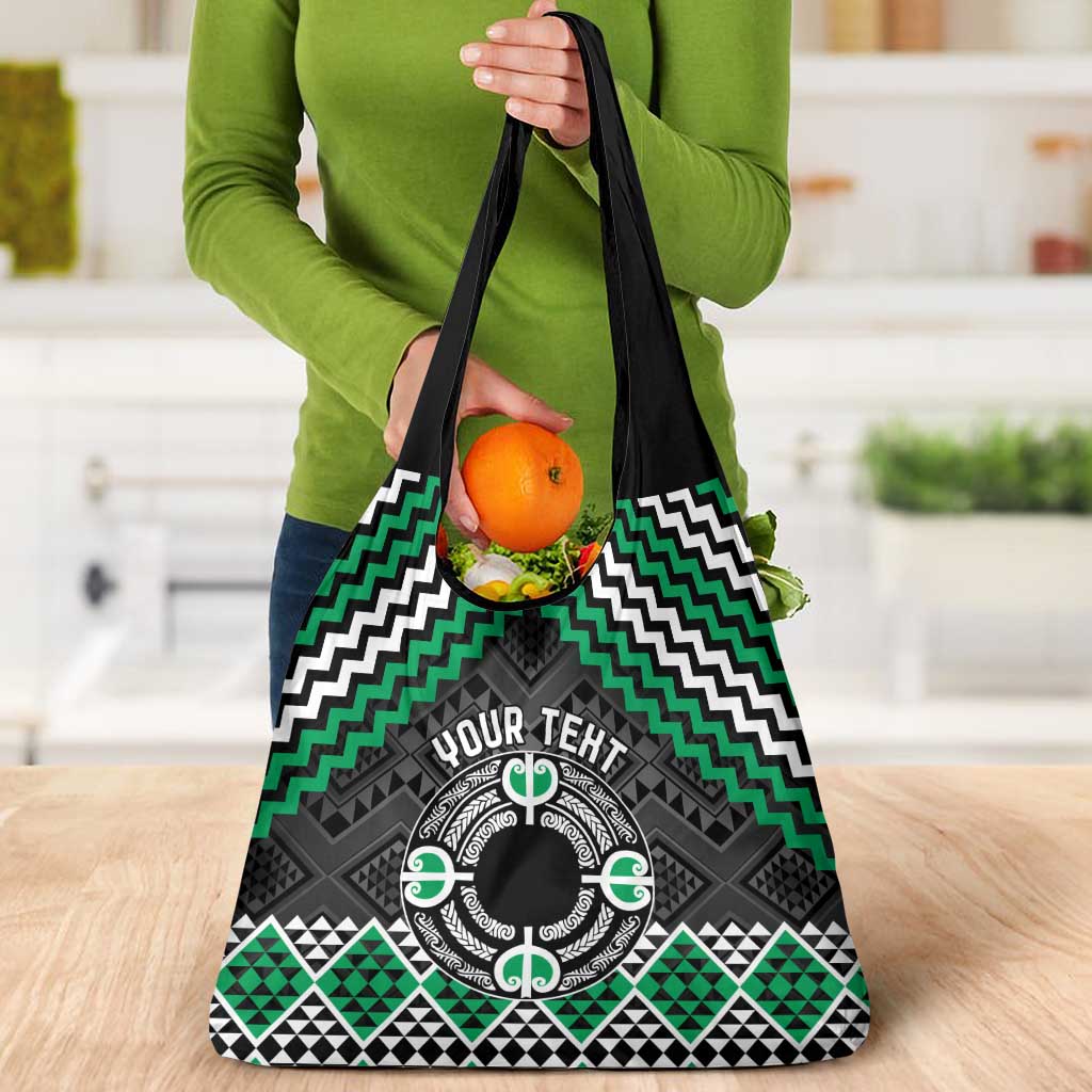 Personalised Aotearoa Niho Taniwha Motif Grocery Bag Green Style