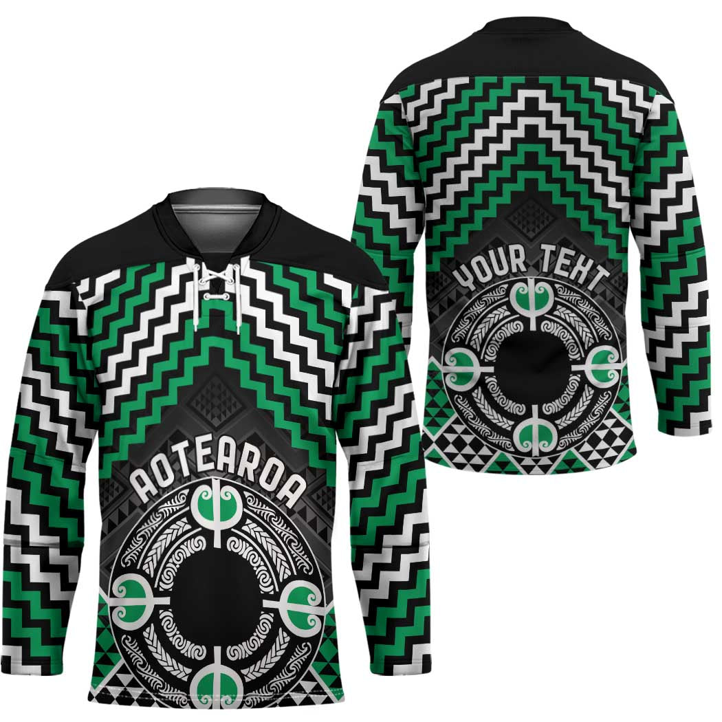 Personalised Aotearoa Niho Taniwha Motif Hockey Jersey Green Style - Polynesian Pride