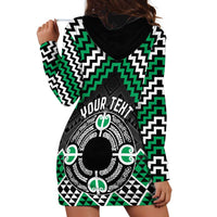 Personalised Aotearoa Niho Taniwha Motif Hoodie Dress Green Style