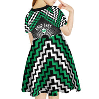 Personalised Aotearoa Niho Taniwha Motif Kid Short Sleeve Dress Green Style