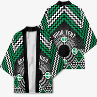 Personalised Aotearoa Niho Taniwha Motif Kimono Green Style - Polynesian Pride