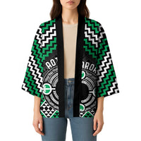 Personalised Aotearoa Niho Taniwha Motif Kimono Green Style - Polynesian Pride