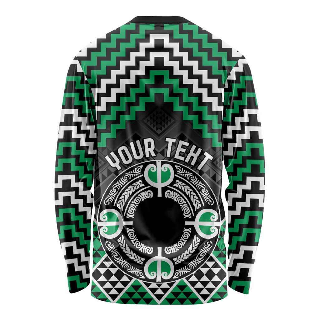 Personalised Aotearoa Niho Taniwha Motif Long Sleeve Shirt Green Style