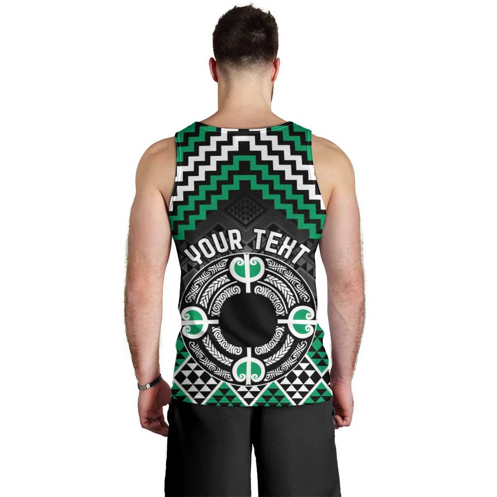 Personalised Aotearoa Niho Taniwha Motif Men Tank Top Green Style