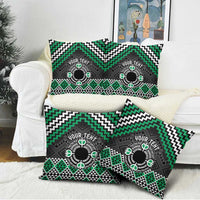Personalised Aotearoa Niho Taniwha Motif Pillow Cover Green Style - Polynesian Pride