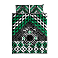 Personalised Aotearoa Niho Taniwha Motif Quilt Bed Set Green Style