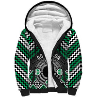 Personalised Aotearoa Niho Taniwha Motif Sherpa Hoodie Green Style