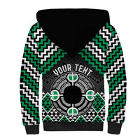 Personalised Aotearoa Niho Taniwha Motif Sherpa Hoodie Green Style