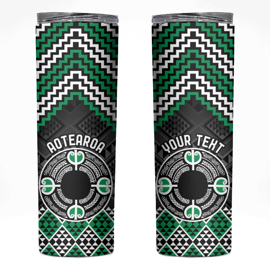 Personalised Aotearoa Niho Taniwha Motif Skinny Tumbler Green Style