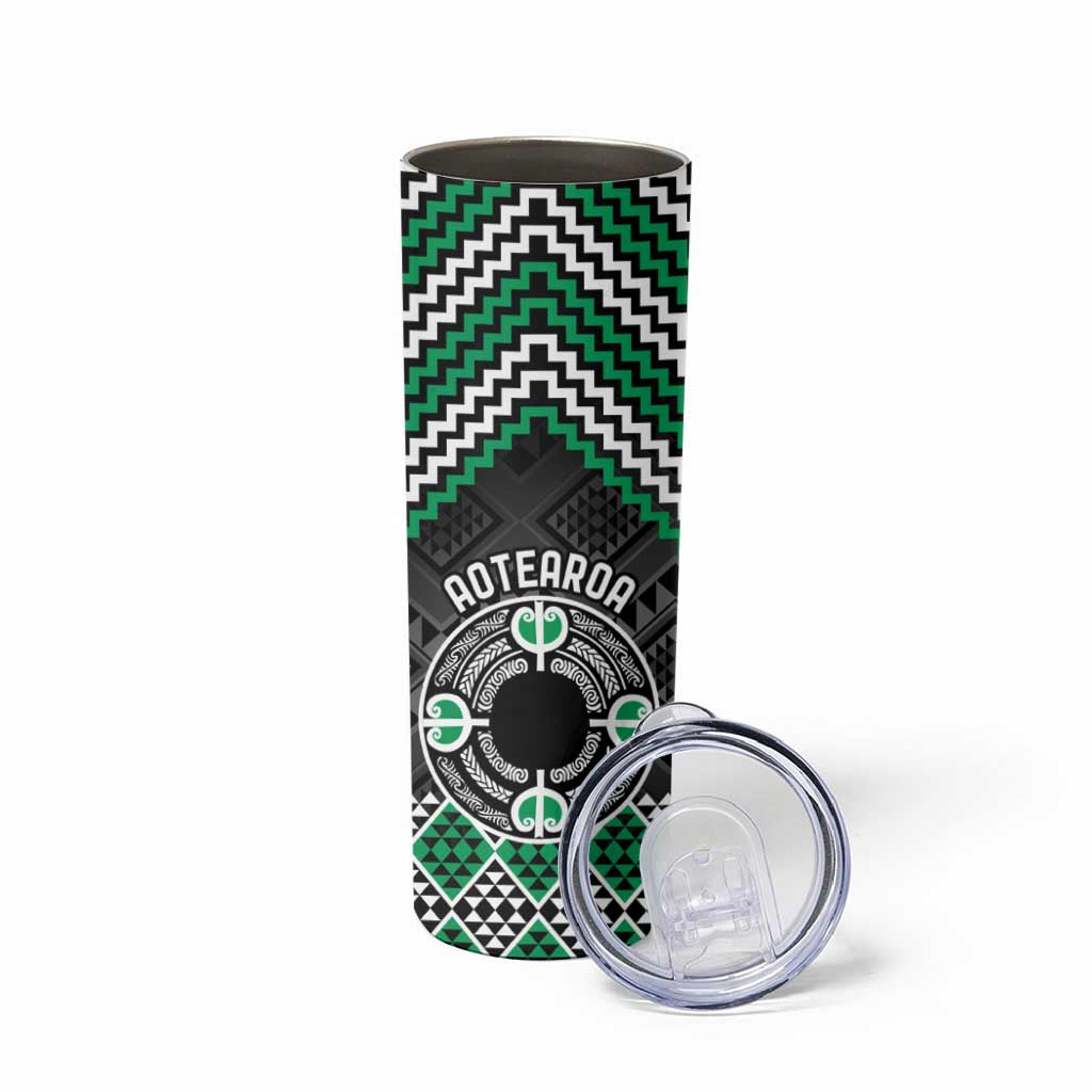 Personalised Aotearoa Niho Taniwha Motif Skinny Tumbler Green Style