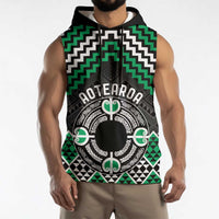 Personalised Aotearoa Niho Taniwha Motif Sleeveless Hoodie Green Style - Polynesian Pride