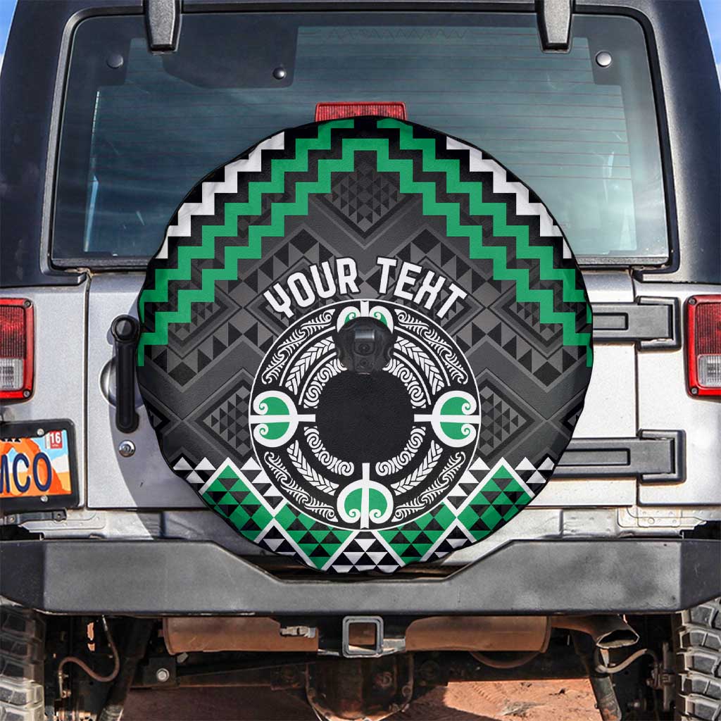 Personalised Aotearoa Niho Taniwha Motif Spare Tire Cover Green Style LT9 Green - Polynesian Pride