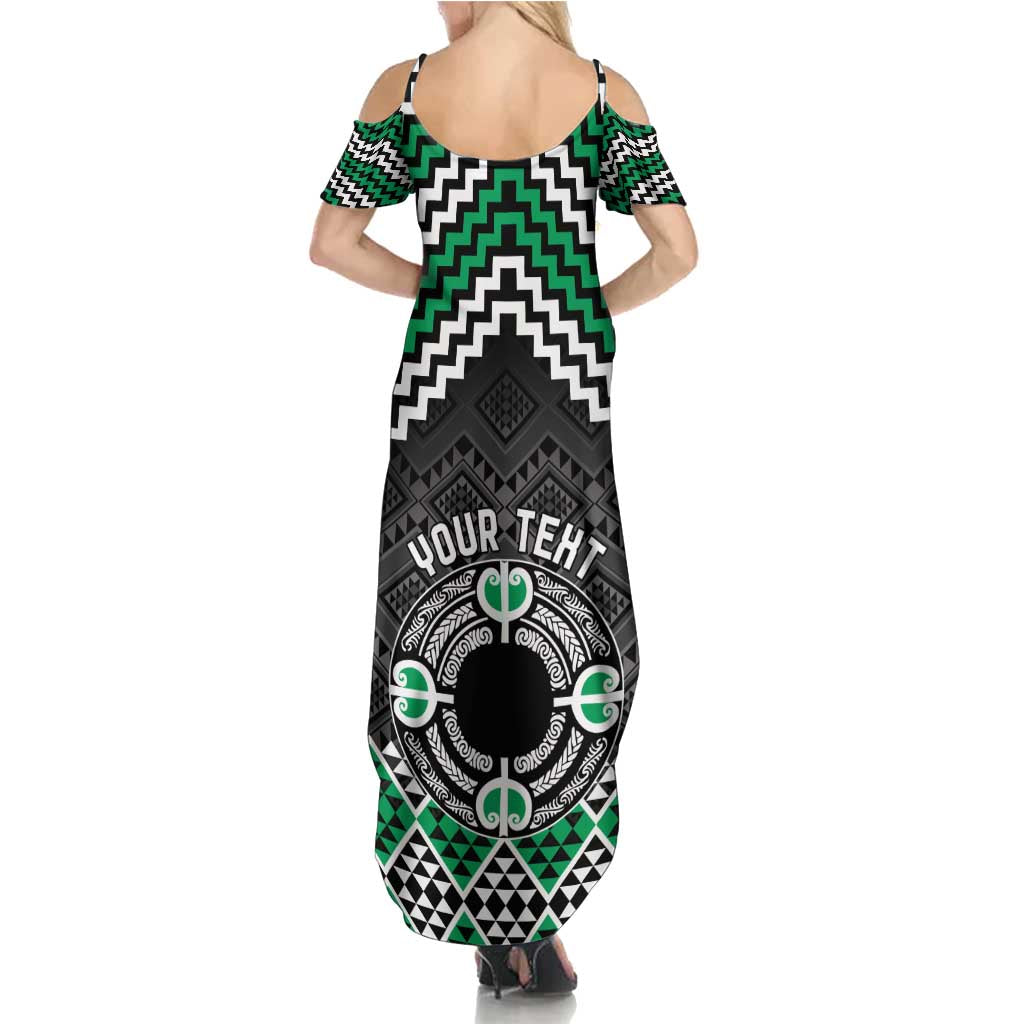 Personalised Aotearoa Niho Taniwha Motif Summer Maxi Dress Green Style