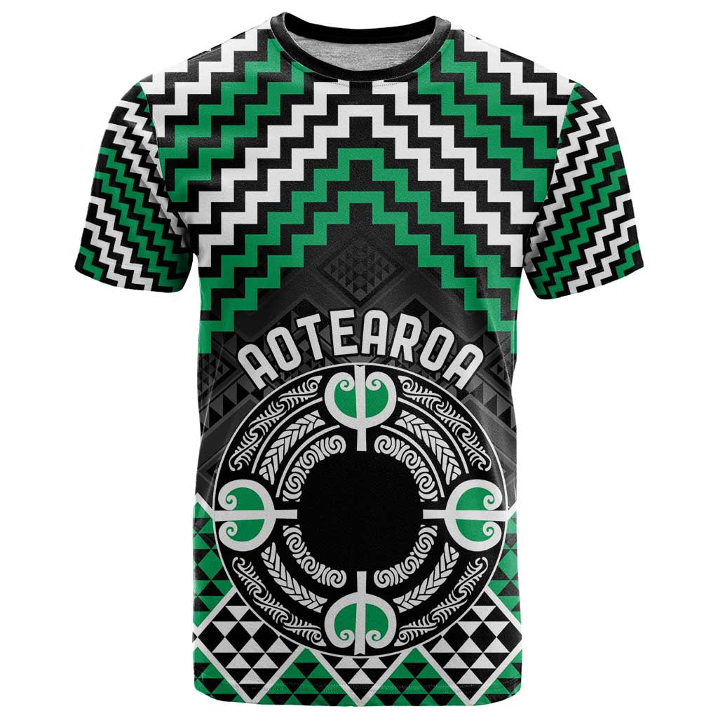 Personalised Aotearoa Niho Taniwha Motif T Shirt Green Style LT9 Green - Polynesian Pride